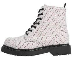 T2248 CLEARANCE White Flower Perforated Boots