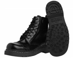 T2249 Vegan Black Perforated Boots