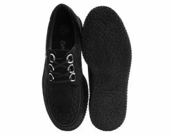 T2262 Womens Black Faux Suede Anarchic Creeper