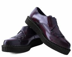 T2276 Burgundy Rub Off Pointed Buckle Anarchic Creeper Womens