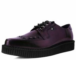 T2278 Womens Burgundy Rub Off Pointed Anarchic Creeper