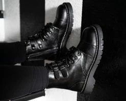 T2282 Black 2-Buckle Anarchic Boot Womens