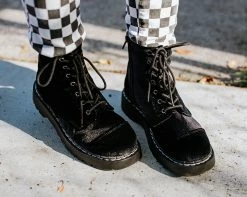 T2284 Womens Black Velvet Anarchic Boot