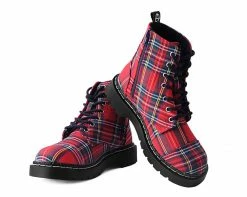 T2292 Red Plaid 7-Eye Anarchic Boot Womens
