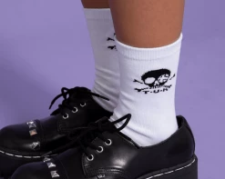 TSK1032 White T.U.K. Skull Logo Women’s Sock