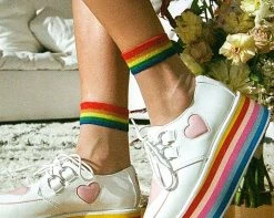 TSK1041 White Sheer Rainbow Sock