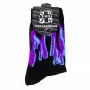 TSK1063 Black Purple & Grey Flame Socks Womens