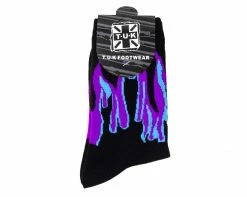 TSK1063 Black Purple & Grey Flame Socks Womens