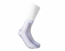 TSK1078 White Stripe Floral Sheer Sock Vegan
