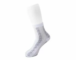 TSK1078 White Stripe Floral Sheer Sock Vegan
