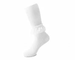 TSK1094 Women's White Knit Lace Sock Vegan