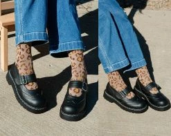 TSK1099 Vegan Leopard Khaki Crew Sock