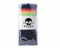 TSK1126 Black Rainbow Varsity Rhinestone Over-The-Knee Sock