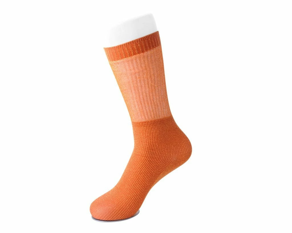 Promo π TSK1129 π© Womens Orange Ribbed Glitter Sock β¨ 1 TSK1129 Womens Orange Ribbed Glitter Sock