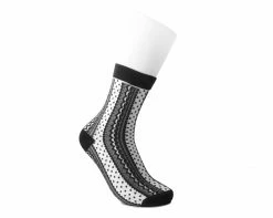 TSK1137 Womens Women's Sheer Black Stripe & Polka Dot Sock