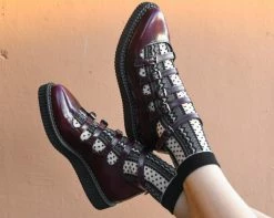 TSK1137 Womens Women's Sheer Black Stripe & Polka Dot Sock