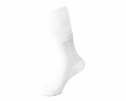TSK1138 Women's Sheer White Stripe & Polka Dot Sock