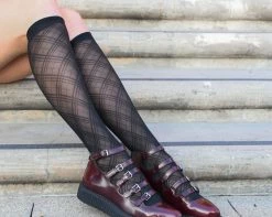 TSK1140 Womens Black Over-The-Knee Mesh Sock