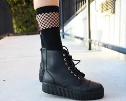 TSK1141 Womens Black Knee High Mesh Sock