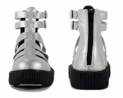 V8868L CLEARANCE Silver Gladiator Creeper Shoes