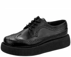 V8876 Black Brogue Wingtip Creepers Womens