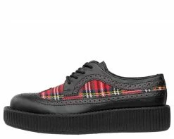 V9103 Black & Plaid Wingtip Creeper Womens