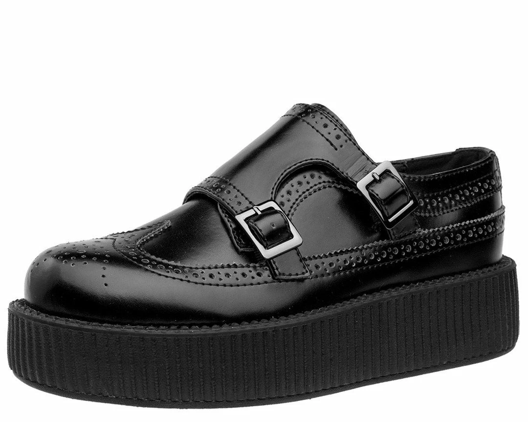Discount β€οΈ V9115 Black 2-Buckle Strap Wingtip Creeper π© Womens π 1 V9115 Black 2-Buckle Strap Wingtip Creeper Womens