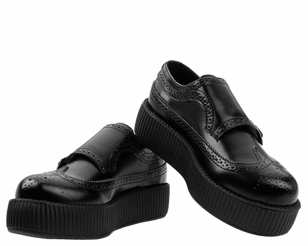 Discount β€οΈ V9115 Black 2-Buckle Strap Wingtip Creeper π© Womens π 2 V9115 Black 2-Buckle Strap Wingtip Creeper Womens