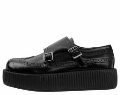 Discount β€οΈ V9115 Black 2-Buckle Strap Wingtip Creeper π© Womens π 8 V9115 Black 2-Buckle Strap Wingtip Creeper Womens
