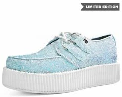 V9312 Womens White Iridescent Glitter Creeper