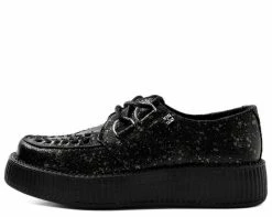 V9318 Womens Black & Chrome Paint Splatter Creeper