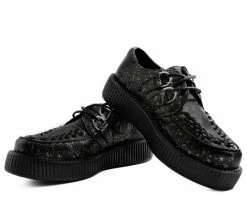 V9318 Womens Black & Chrome Paint Splatter Creeper