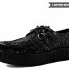 V9318 Womens Black & Chrome Paint Splatter Creeper