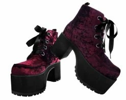 A9347L Burgundy Crushed Velvet Nosebleed Boot - *FINAL SALE/NON-RETURNABLE