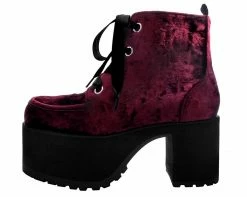 A9347L Burgundy Crushed Velvet Nosebleed Boot - *FINAL SALE/NON-RETURNABLE