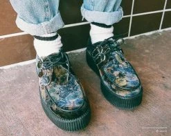 V9407 Dark Floral Velvet Viva Mondo Creeper Womens