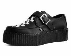 V9741 Womens Black & White Checkered Strip Viva Mondo Creeper