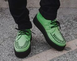 V9819 Lime Faux Suede Interlace Creeper