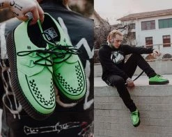 V9819 Lime Faux Suede Interlace Creeper