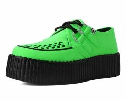 V9819 Lime Faux Suede Interlace Creeper