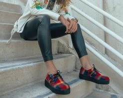 V9907 Womens Orange Plaid D-Ring Viva Creeper