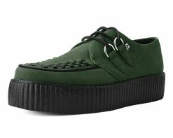 V9920 Olive Faux Suede Interlace Mondo Creeper Womens